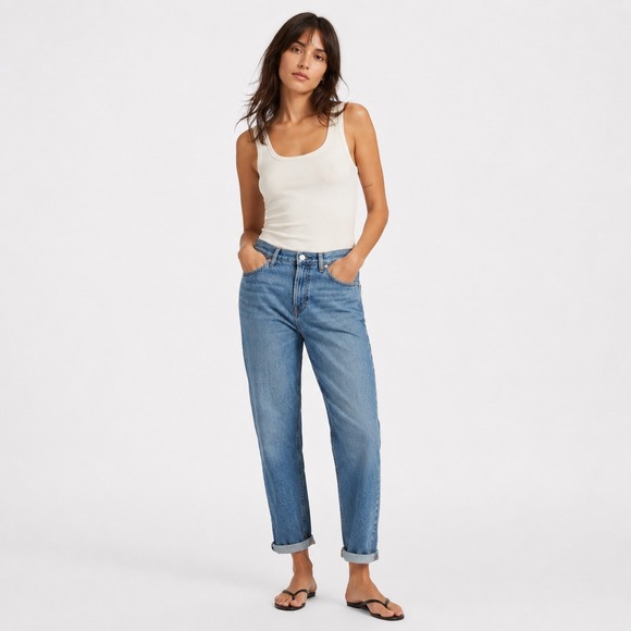 Everlane Denim - Everlane The Summer Jean Women 27 Light Wash High Rise Straight Leg Denim Cotton